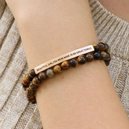 Beautiful Girl You Were Made To Do Great Things - Earth Stone Bracelet