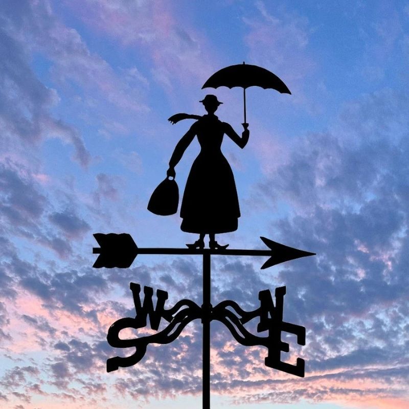 Woman with Umbrella Stainless Steel Weathervane MW080