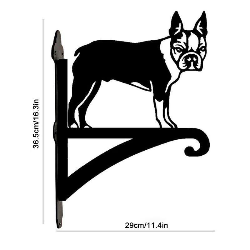 Boston Terrier Detailed Metal Hanging Bracket Plant Stand PS090