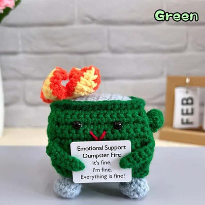 Handmade Crochet Dumpster Raging Fire