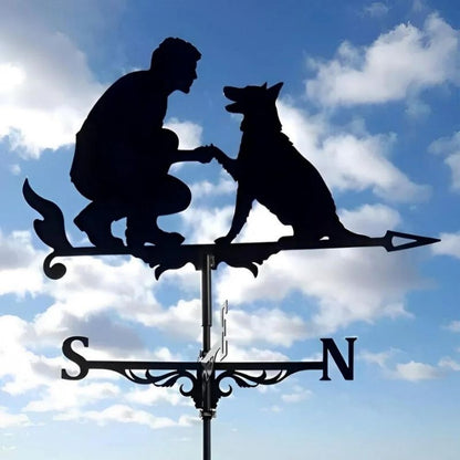 Man and Dog Stainless Steel Weathervane MW032