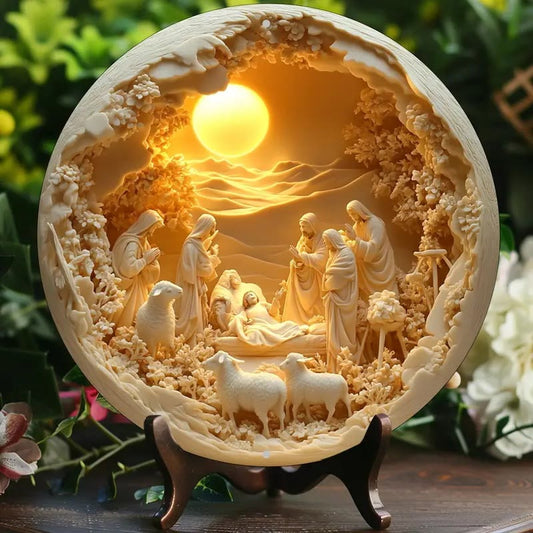 Classic Style The Holy Family Lamb 2D Christmas Nativity Hanging Ornaments