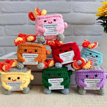 Handmade Crochet Dumpster Raging Fire