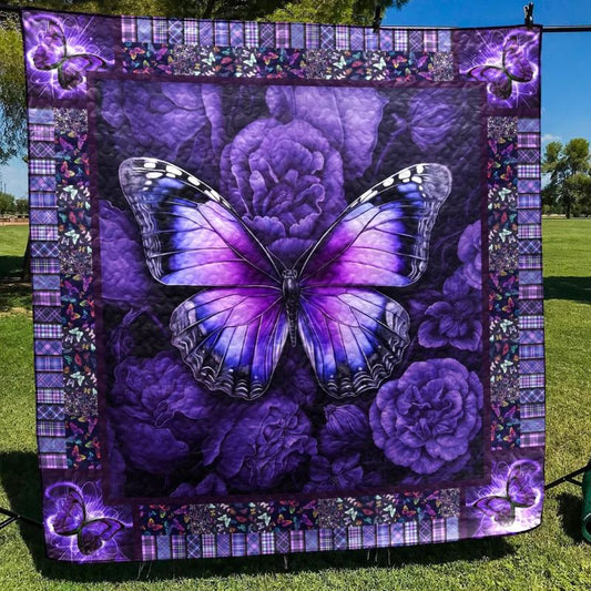 Purple Butterfly Flower Blanket - H233 - Premium Blanket