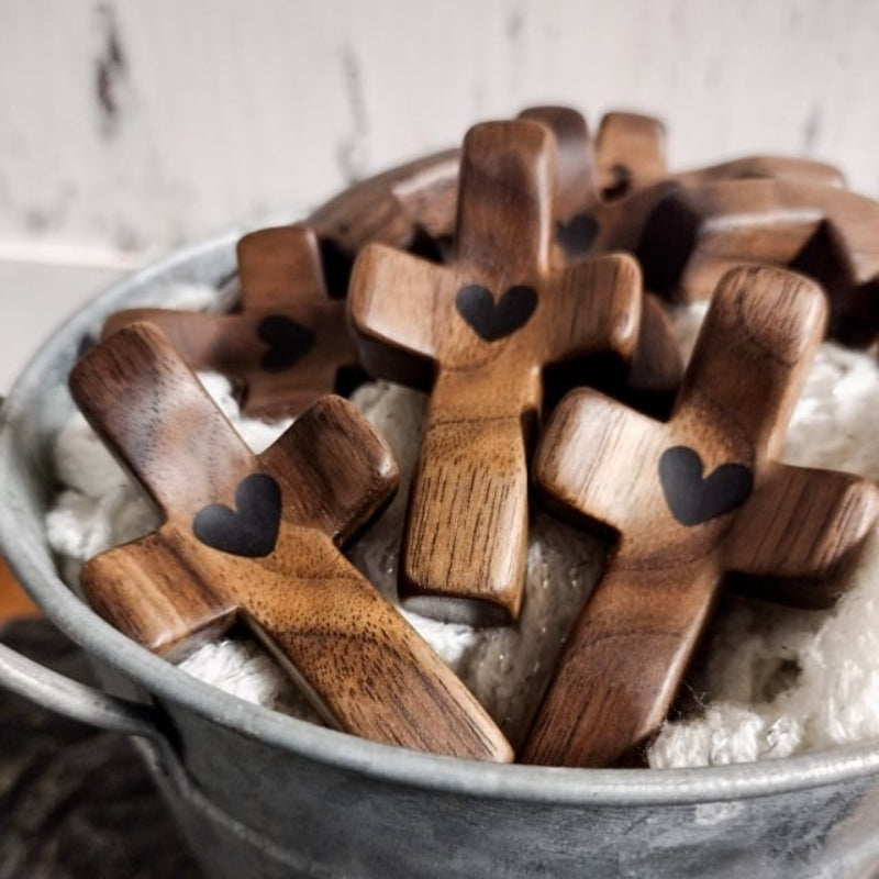 Handmade Wooden Cross with Heart ✝️