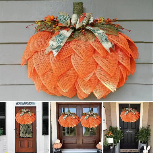 Farmhouse Pumpkin Wreath For Front Door