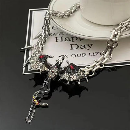 Gothic Punk Dragon Tassel Choker Necklace