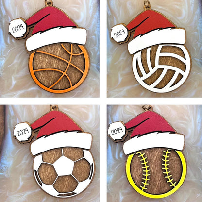 Personalized Wooden Sports Christmas Ornament