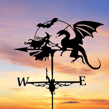 Witch and Dragon Stainless Steel Weathervane MW020