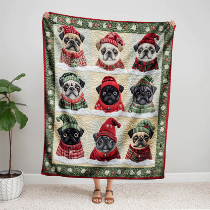 Cute Pugs And Ugly Sweaters - F603 - Premium Blanket