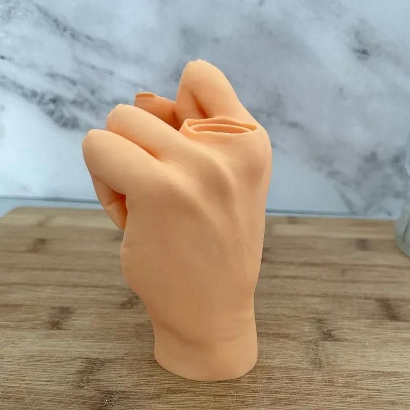 Collapsing Middle Finger Sculpture with Retractable Middle Finger