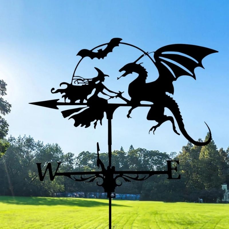 Witch and Dragon Stainless Steel Weathervane MW020