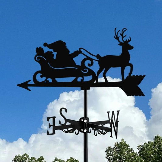 Reindeer and Santa Claus Stainless Steel Weathervane MW115