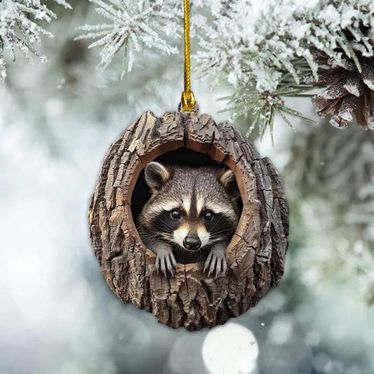 Racoon Handmade Animal Christmas Ornament CH035