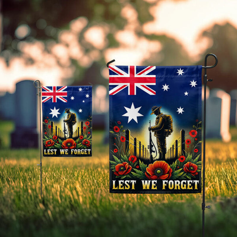 Australian Veteran Anzac Day Lest We Forget Flag