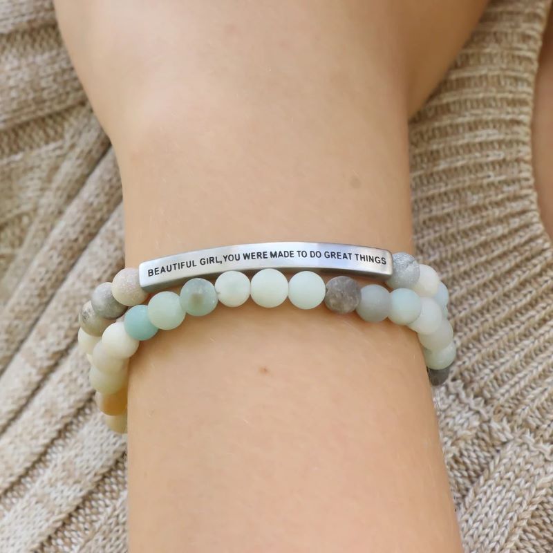 Beautiful Girl You Were Made To Do Great Things - Earth Stone Bracelet