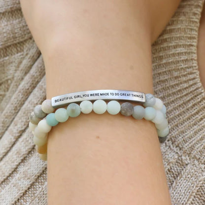 Beautiful Girl You Were Made To Do Great Things - Earth Stone Bracelet