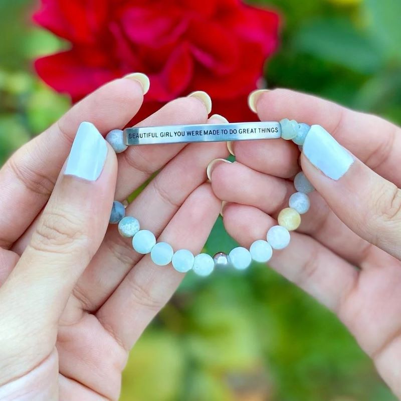 Beautiful Girl You Were Made To Do Great Things - Earth Stone Bracelet