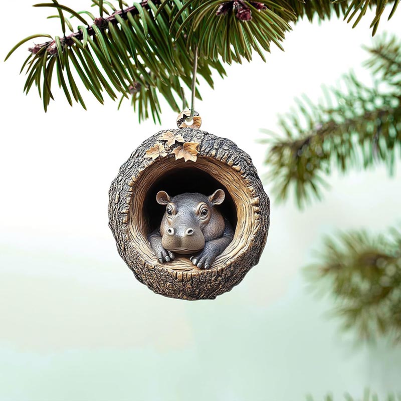 Hippo Handmade Animal Christmas Ornament CH047