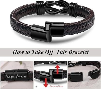 Forever Linked Together Black Braided Leather Bracelet🔗