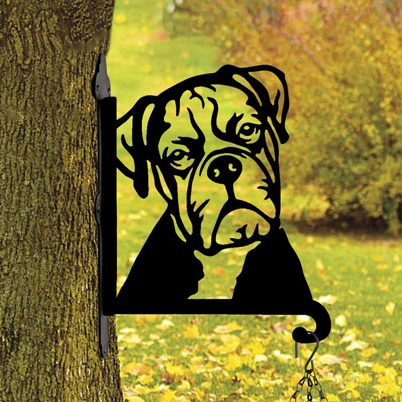 Boxer Dog Face Metal Hanging Bracket Plant Stand PS005