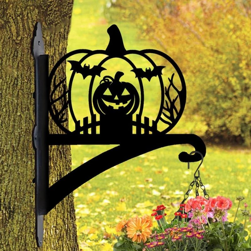 Halloween Pumpkin Metal Hanging Bracket Plant Stand PS167