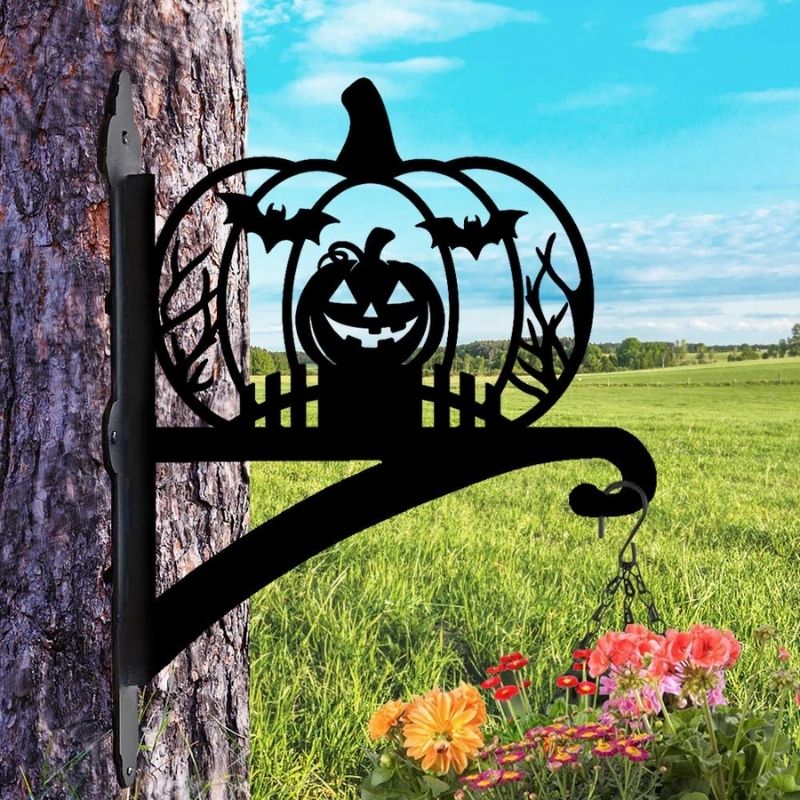 Halloween Pumpkin Metal Hanging Bracket Plant Stand PS167