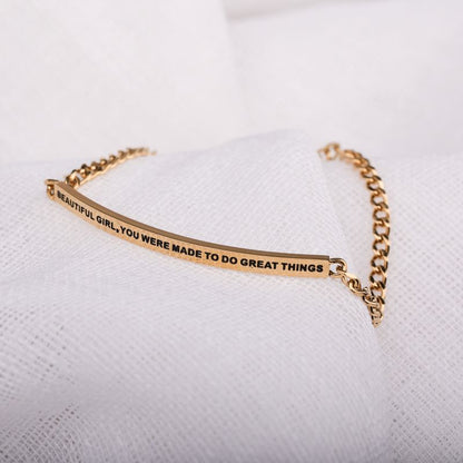 Beautiful Girl You Were Made To Do Great Things - Dainty Chain Bracelet