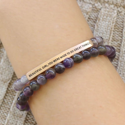 Beautiful Girl You Were Made To Do Great Things - Earth Stone Bracelet