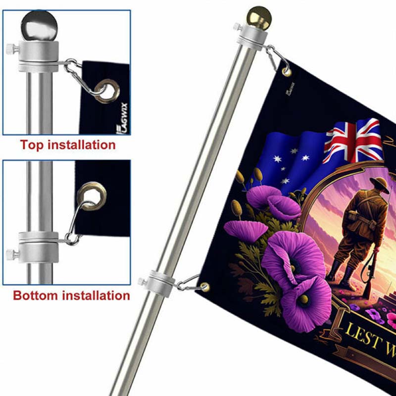 Anzac Day Animals in War Purple Poppy Grommet Flag