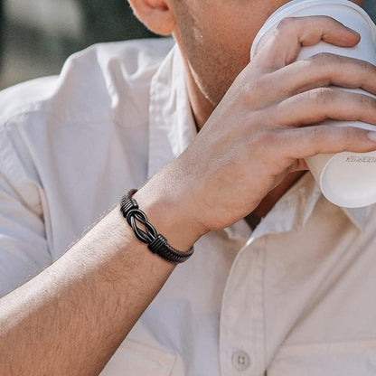 Forever Linked Together Black Braided Leather Bracelet🔗