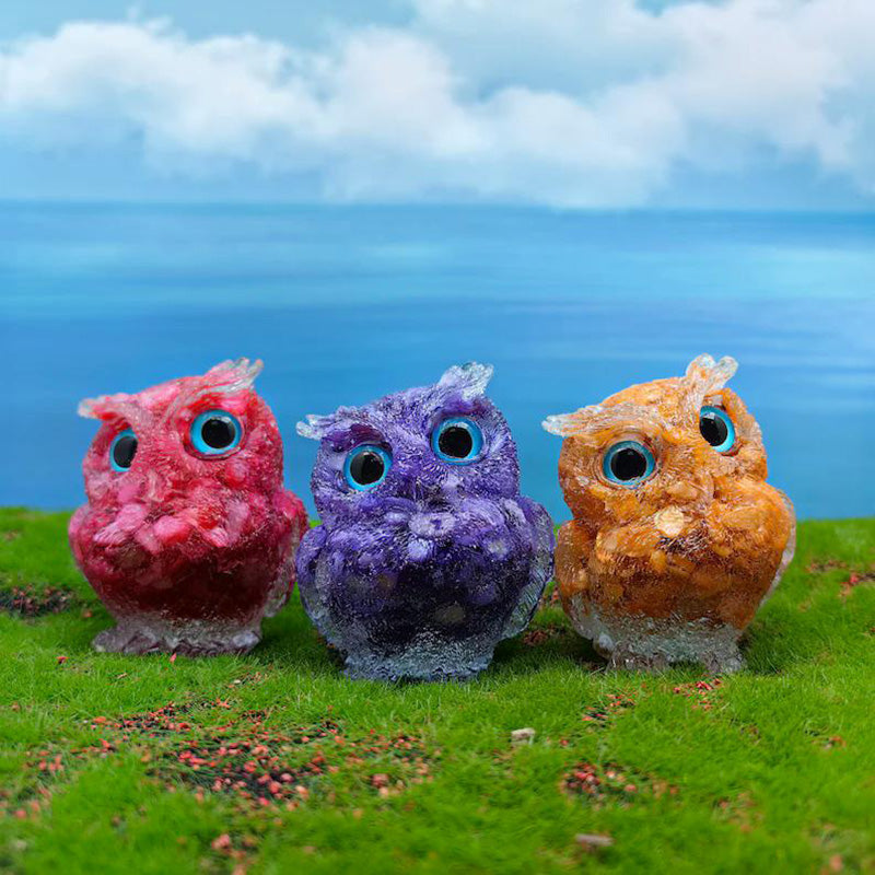 Handmade Natural Crystal Gemstone Owl