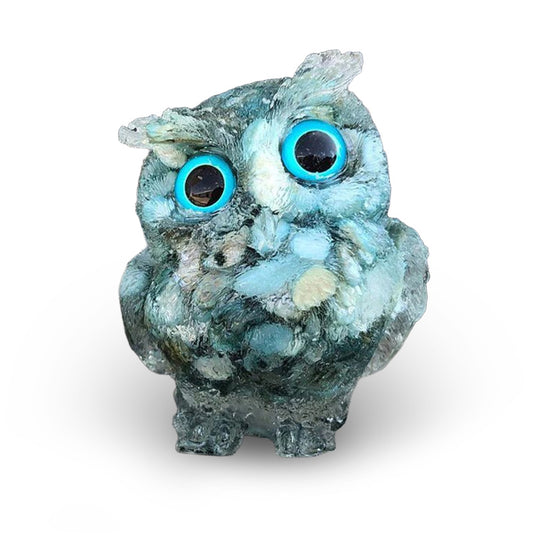 Larimar Blue - Handmade Natural Crystal Gemstone Owl