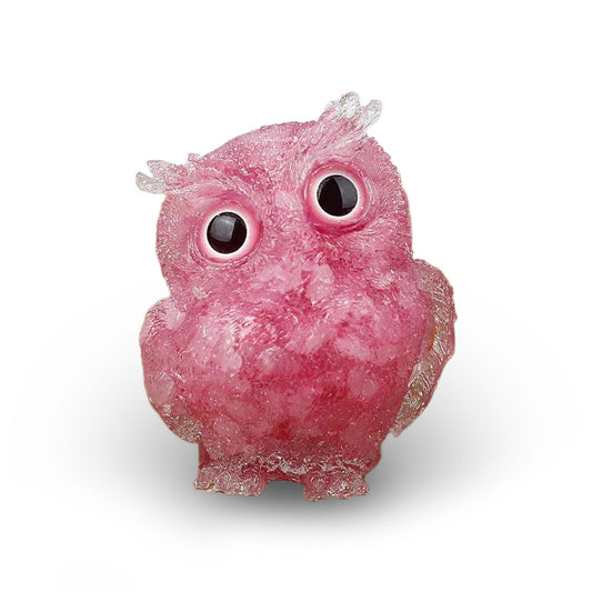 Deep Pink - Handmade Natural Crystal Gemstone Owl