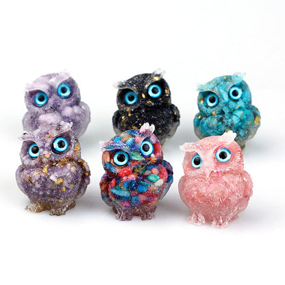 Handmade Natural Crystal Gemstone Owl