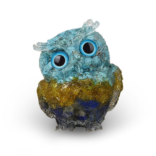 Turquoise & Citrine & Lapis Lazuli - Handmade Natural Crystal Gemstone Owl