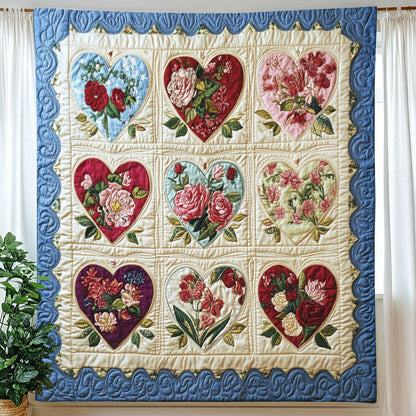 Hearts Floral Blanket - C016 - Premium Blanket