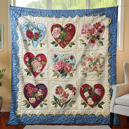 Hearts Floral Blanket - C016 - Premium Blanket