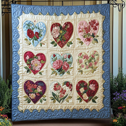 Hearts Floral Blanket - C016 - Premium Blanket