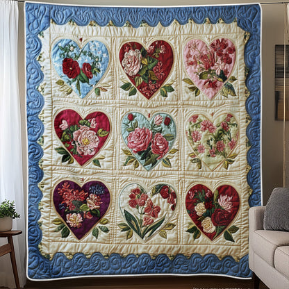 Hearts Floral Blanket - C016 - Premium Blanket