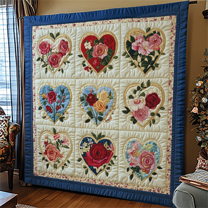 Hearts Floral Blanket - C017 - Premium Blanket