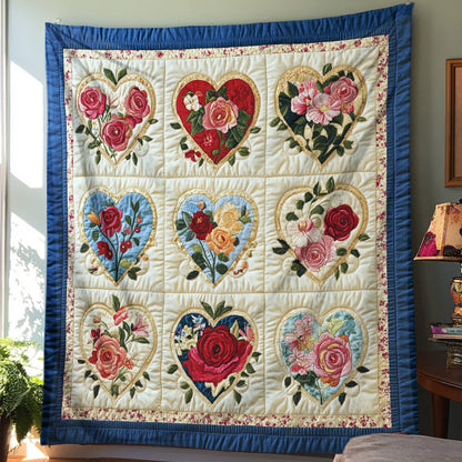 Hearts Floral Blanket - C017 - Premium Blanket