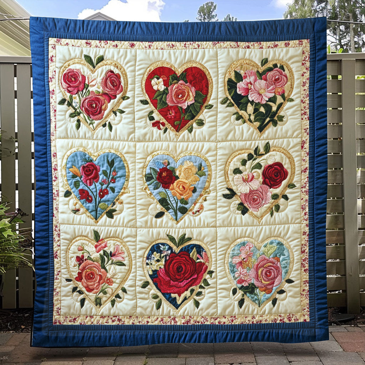 Hearts Floral Blanket - C017 - Premium Blanket