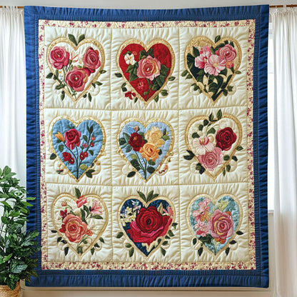 Hearts Floral Blanket - C017 - Premium Blanket