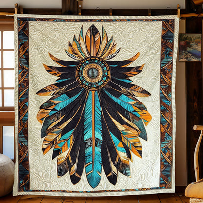 Vintage Feather Headdress Blanket - C018 - Premium Blanket