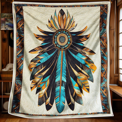 Vintage Feather Headdress Blanket - C018 - Premium Blanket