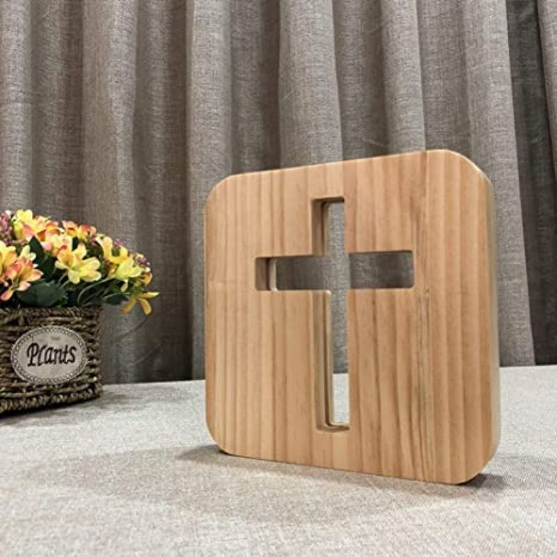 Cross Wooden Decorative Light