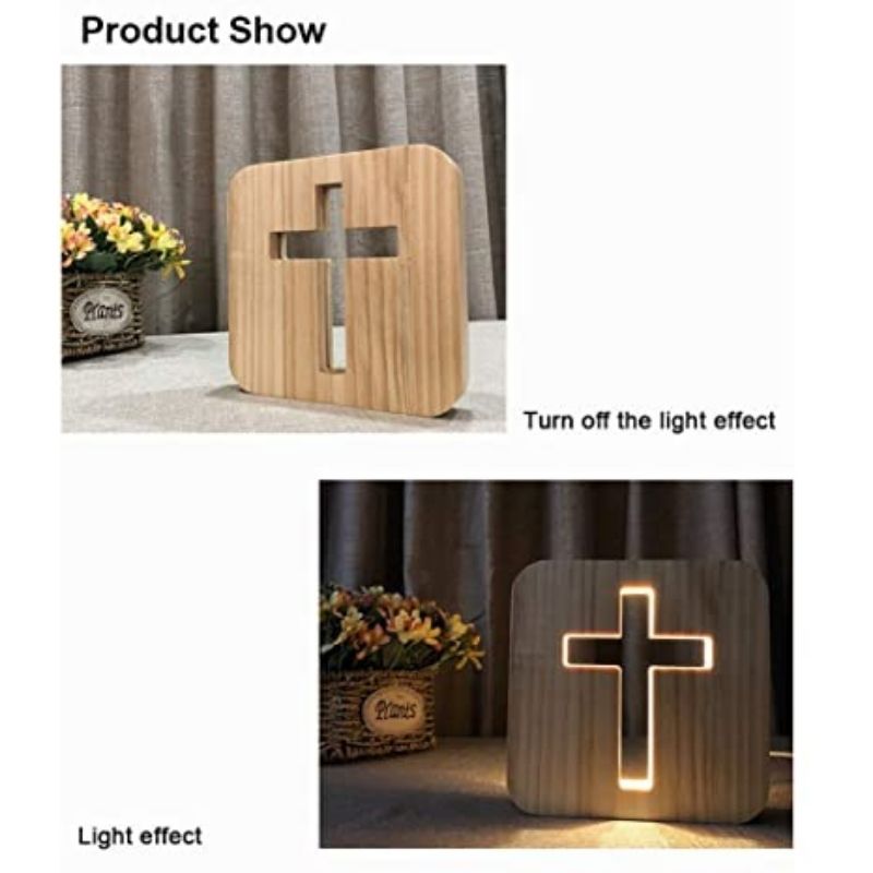 Cross Wooden Decorative Light