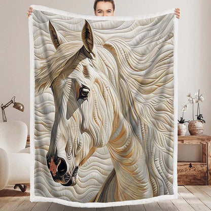 White Horse Blanket - D223 - Premium Blanket