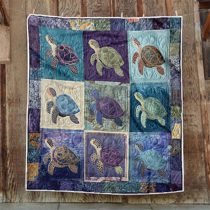 Coastal Bliss Turtle Blanket - D301 - Premium Blanket